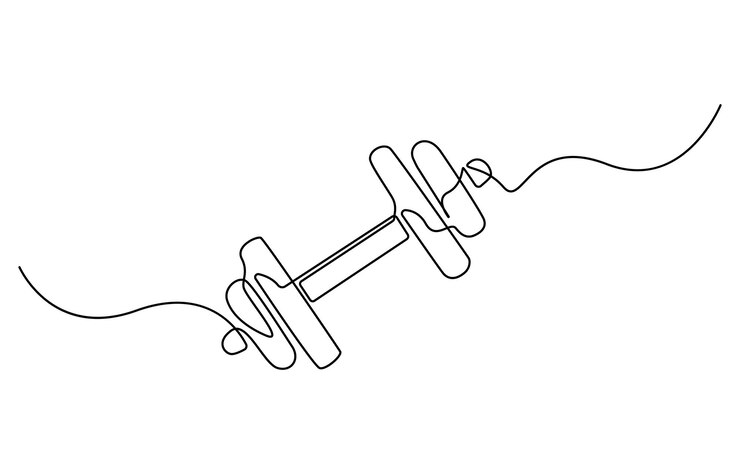 Barbel in one continuous single line art drawing style Gym fitness sport concept vector illustration