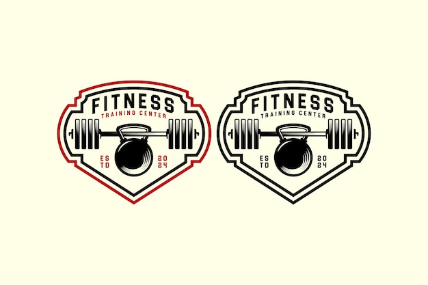barbell and kettle bell logo design for bodybuilding powerlifting weightlifting fitness and gym club