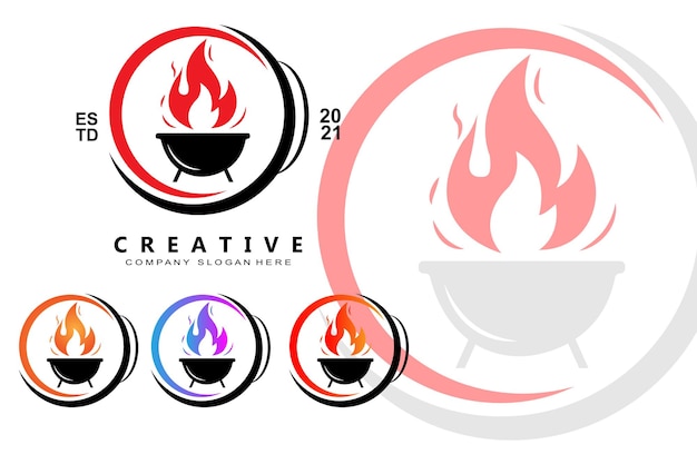 Barbeque Logo Design roast beef illustration grill icon