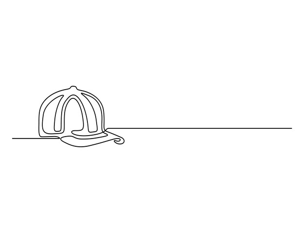 Baseball cap continuous one line drawing Isolated on white background vector illustration