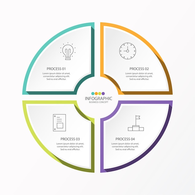 Basic circle infographic template with 4 steps, process or options, process chart,