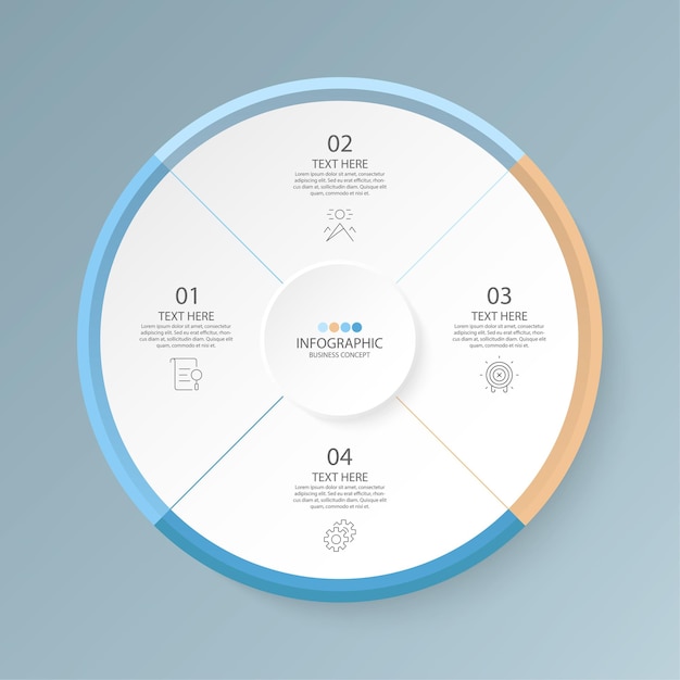 basic circle infographic template with 4 steps 