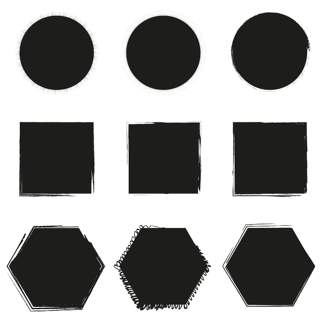 basic shape icons solid geometric set square circle hexagon vector minimal pack