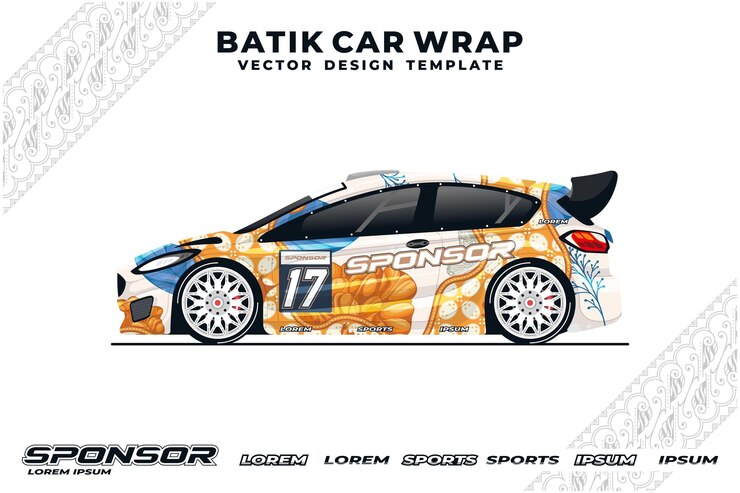 Vektör batik design car wrapping template 21