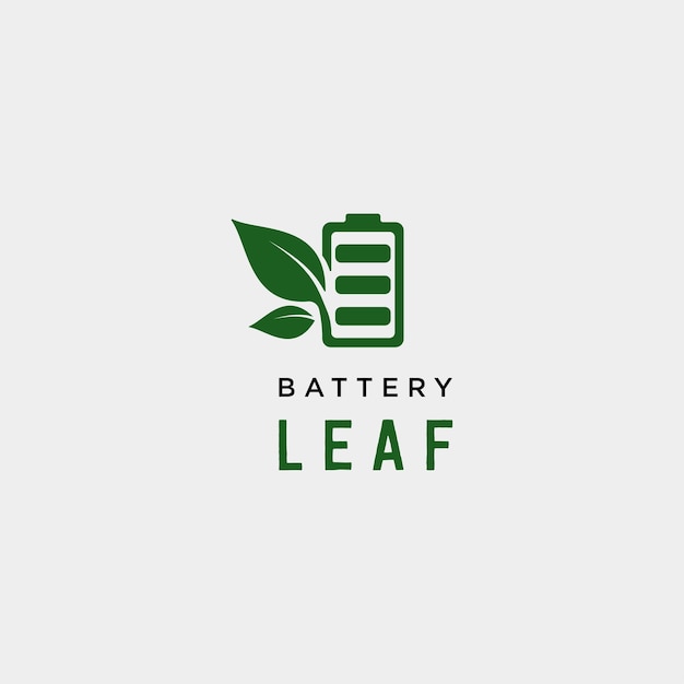 Battery leaf eco nature energy renewable simple logo template vector illustration - vector