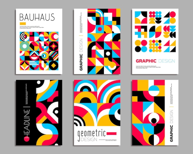 Bauhaus posters geometric abstract background