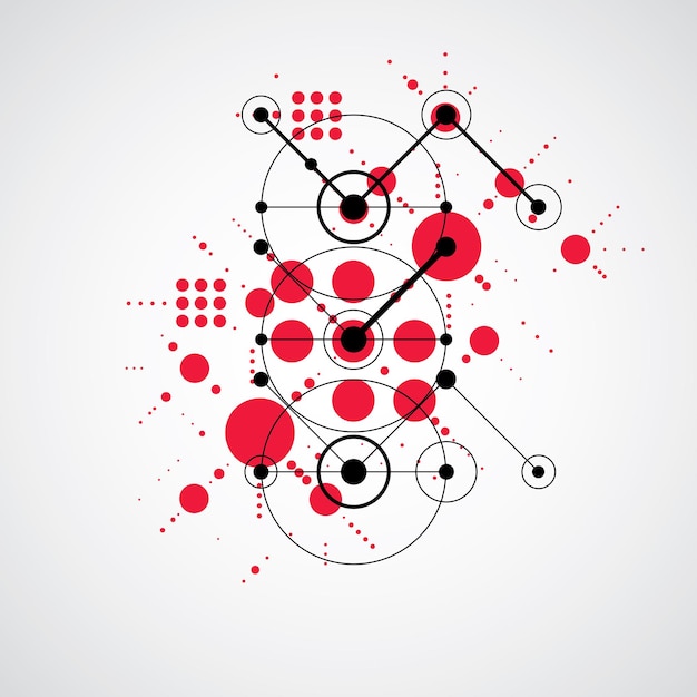 bauhaus retro wallpaper, art vector red background made using grid and circles. geometric graphic 1960s illustration can be used as booklet cover design.