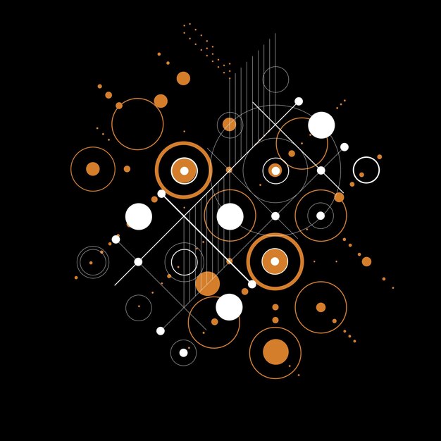 Bauhaus retro wallpaper, colorful art vector background made using grid and circles. Geometric graphic 1960s illustration can be used as booklet cover design.