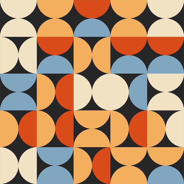 Bauhaus seamless pattern geometric print red blue orange Vector modern trendy geometric pattern