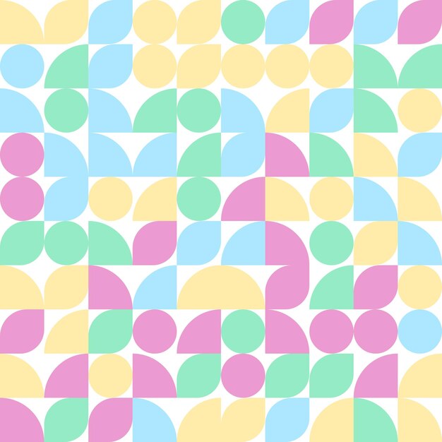 Bauhaus Style geometric pattern circle and leaf shape in easter color