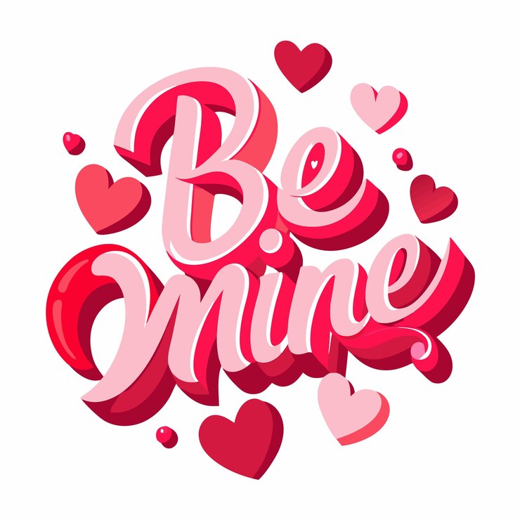 Be Mine Valentines Day Vector Romantic Hearts Design