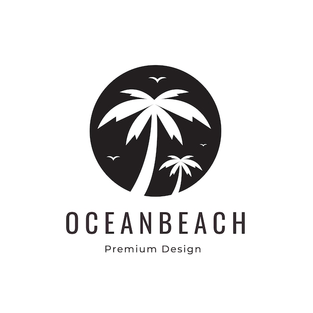 Beach paradise logo design vector graphic illustration
