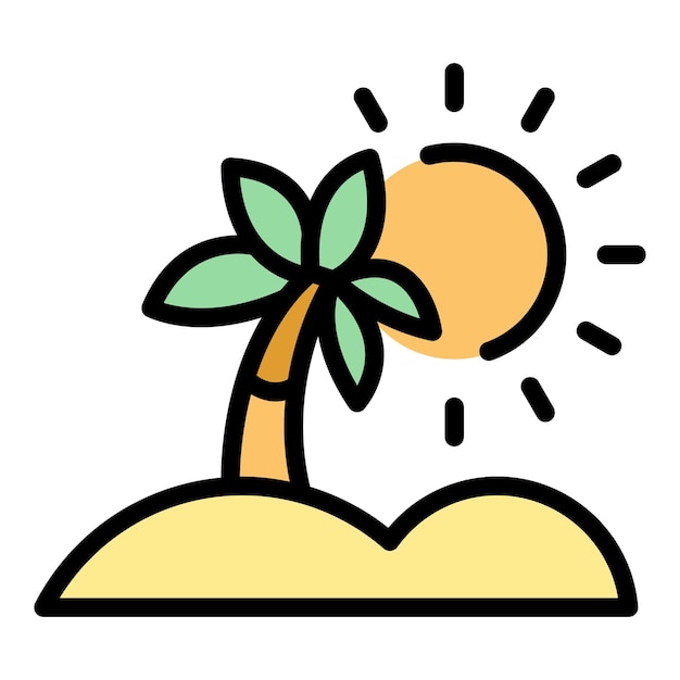 Beach vacation icon outline vector Summer holiday Tourism island color flat