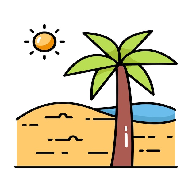 Beach vector filled outline icon style illustration Symbol on White background EPS 10 File