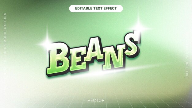beans green pastel gradient grainy texture chrome editable text effect mockup vector brutalism