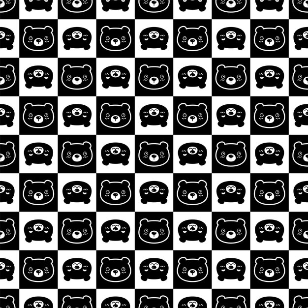 bear polar seamless pattern checked face illustration