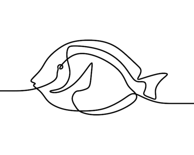 Beautiful aesthetic sea fish oneline continuous single line art