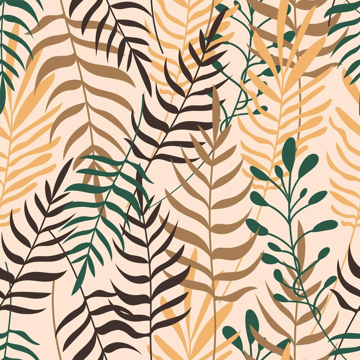 Beautiful botanical seamless pattern with tropical leaves