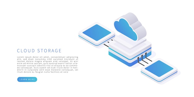 Beautiful cloud storage in 3d rendering