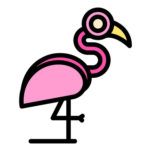 Beautiful flamingo icon Outline Beautiful flamingo vector icon for web design isolated on white background color flat