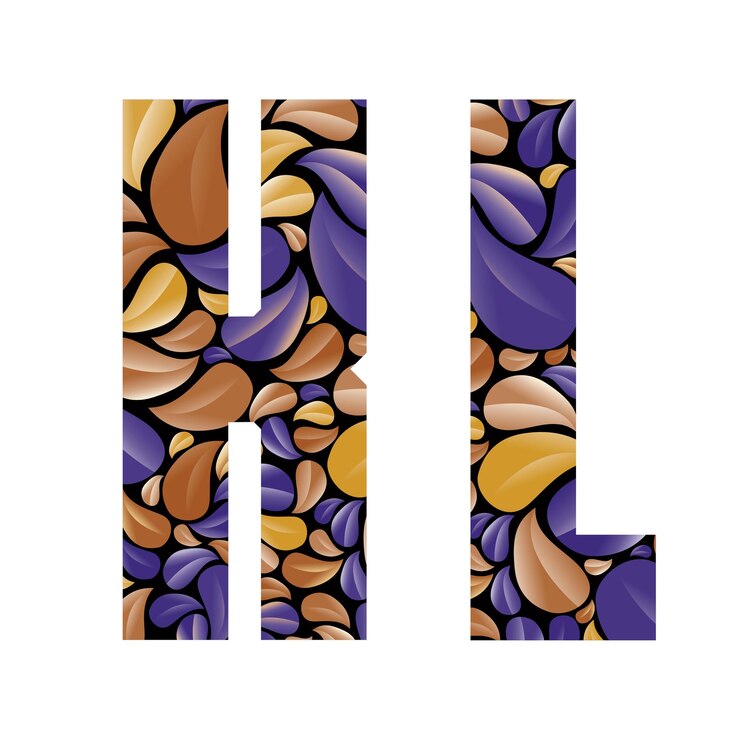 Vektör beautiful floral alphabet letters k and l