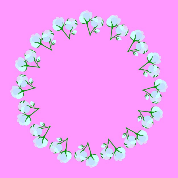 Beautiful frame composition cotton flower