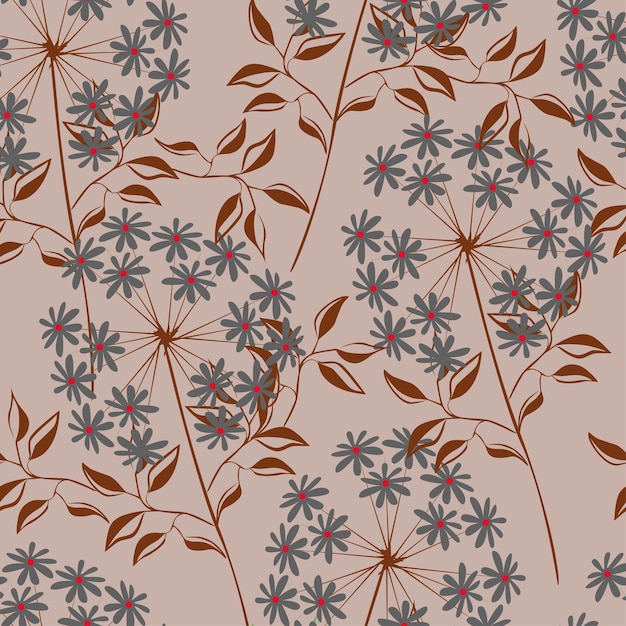 Beautiful garden Flower pattern Botanical Motifs are scattered randomly Seamless vector texture