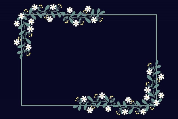 Beautiful Rectangular Frame Decorated With Yellow White Flowers And Green Leaves