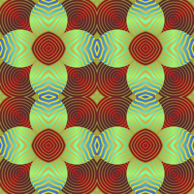 Beautiful seamless textured abstract background in green red blue and golden yellow colors