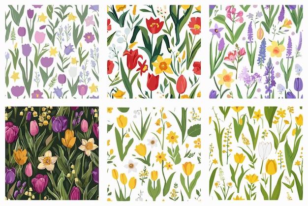 beautiful spring floral and leaf pattern collection