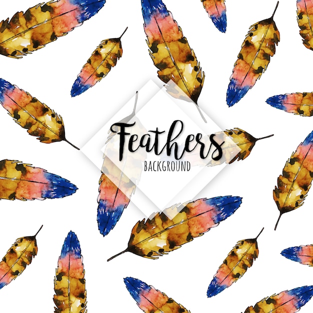 Beautiful Watercolor Feathers Background