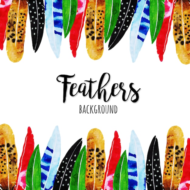 Beautiful Watercolor Feathers Background