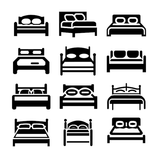 bed icon vector silhouette