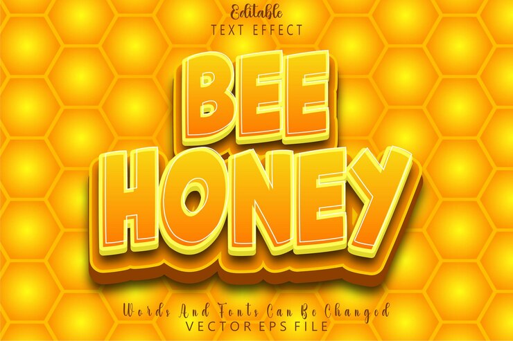 Bee Honey Editable Text Effect Emboss Cartoon Style