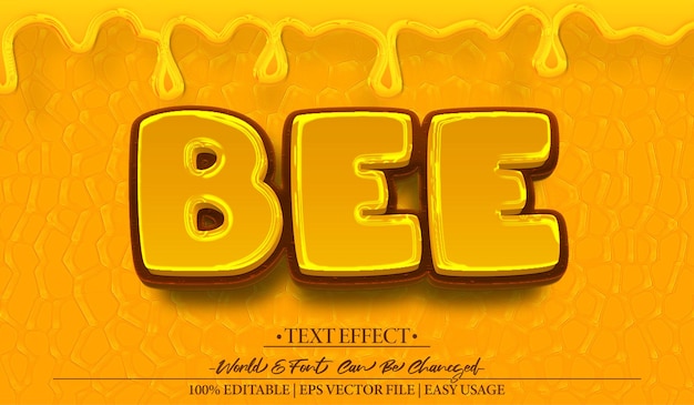 bee vector text effect editable alphabet honey yellow honeybee buzz pollen