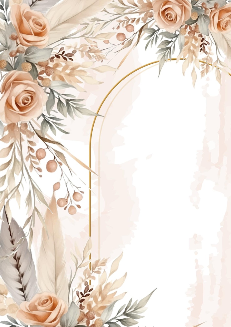 Vektor beige invitation background bouquet watercolor painting with flora and flower