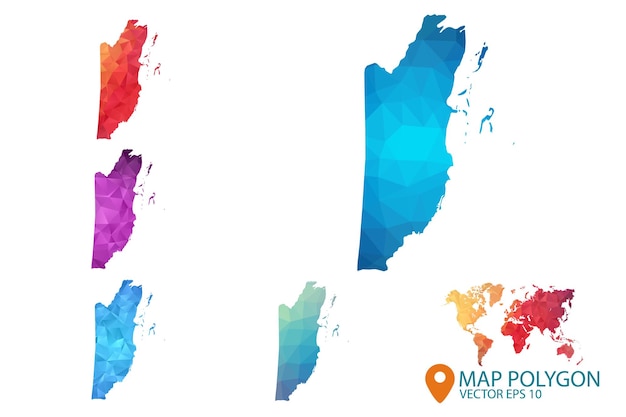 belize map set of geometric rumpled triangular low poly style gradient graphic background
