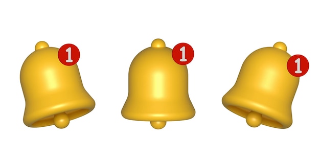 Bell icons with notification badges for new alerts Elements for user interface design social media