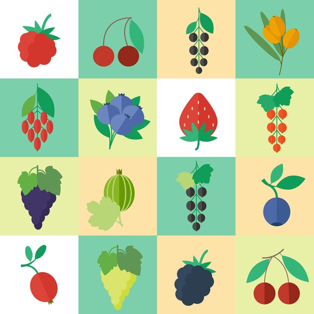 Berries set of vector icons for web and apps design in flat style