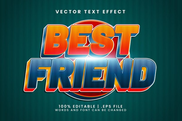 best friend 3d editable text effect with happy and fun text style