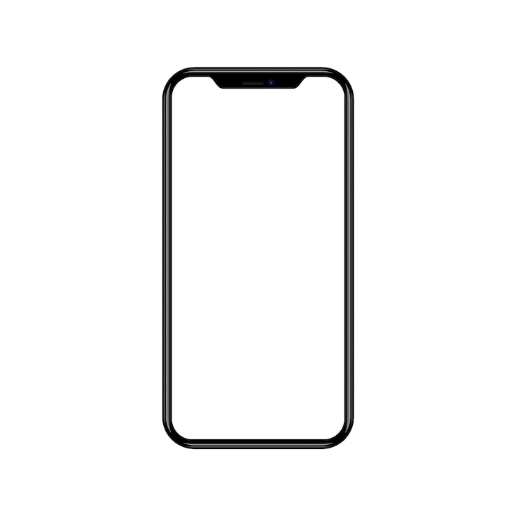 Vektör beyaz arka plan üzerinde boş ekranlı akıllı telefon. önden görünüm