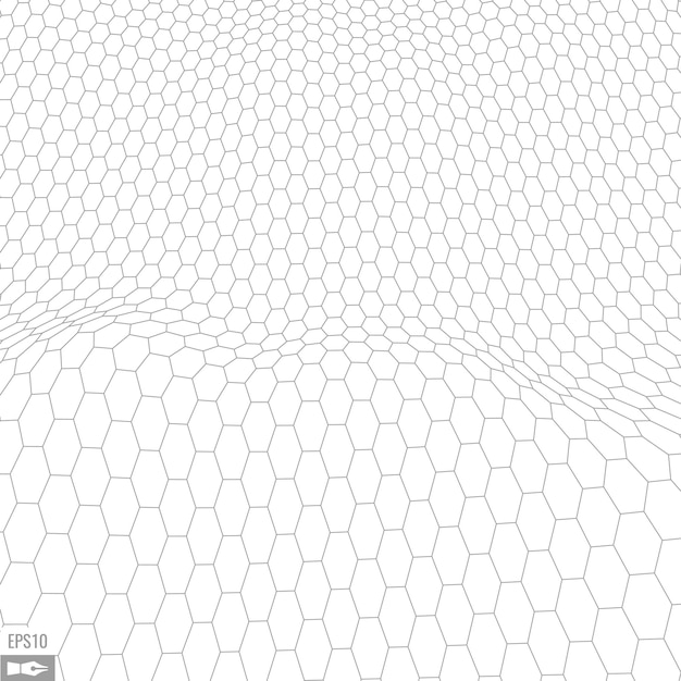 Beyaz arka plan üzerinde tel kafes manzara Soyut geometrik vektör teknolojisi arka planı 3D vektör dijital arka plan