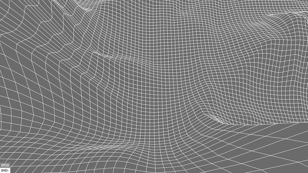 Beyaz arka plan üzerinde tel kafes manzara Soyut geometrik vektör teknolojisi arka planı 3D vektör dijital arka plan