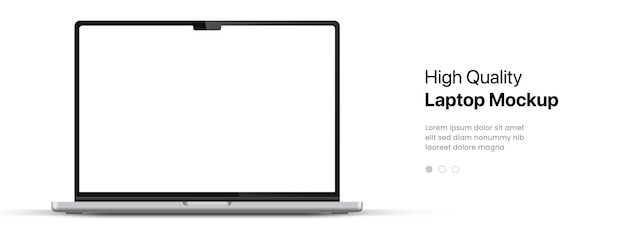 Beyaz arka plan üzerinde yalıtılmış, önden görünüm 3D laptop mockup; UI UX uygulama sunumu için notebook cihazı