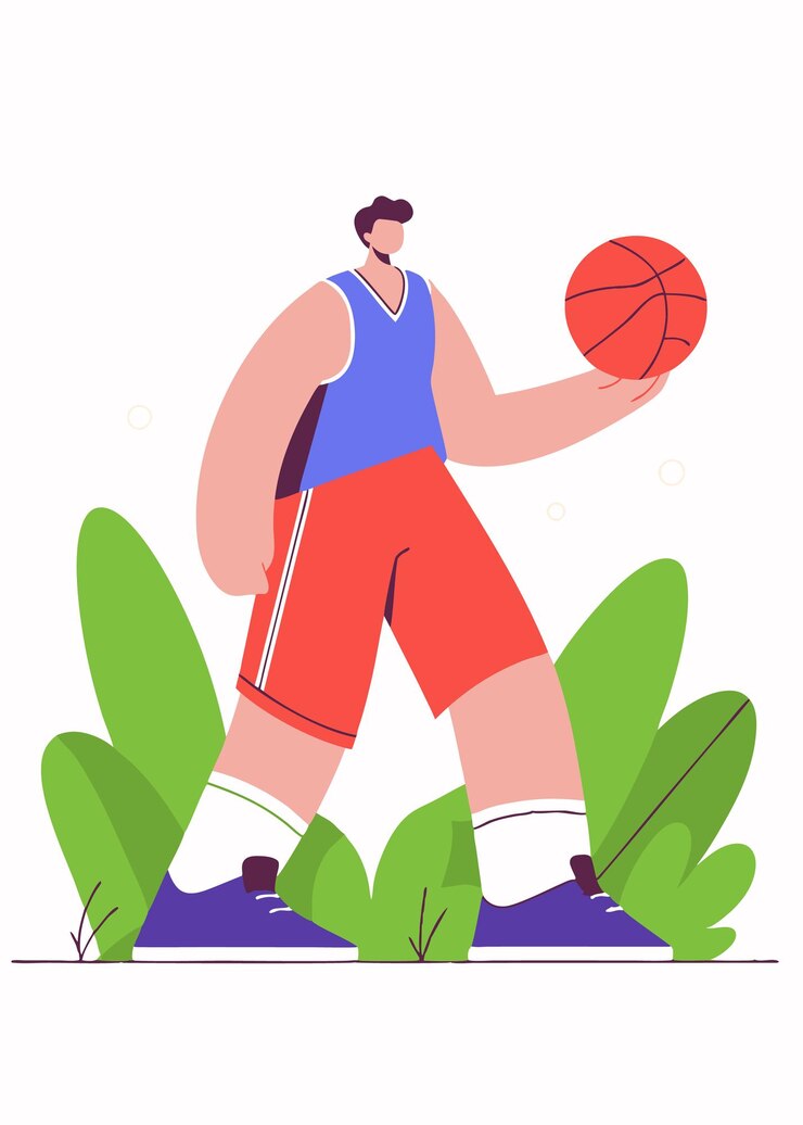 Beyaz arka planda basketbolcu illüstrasyonu