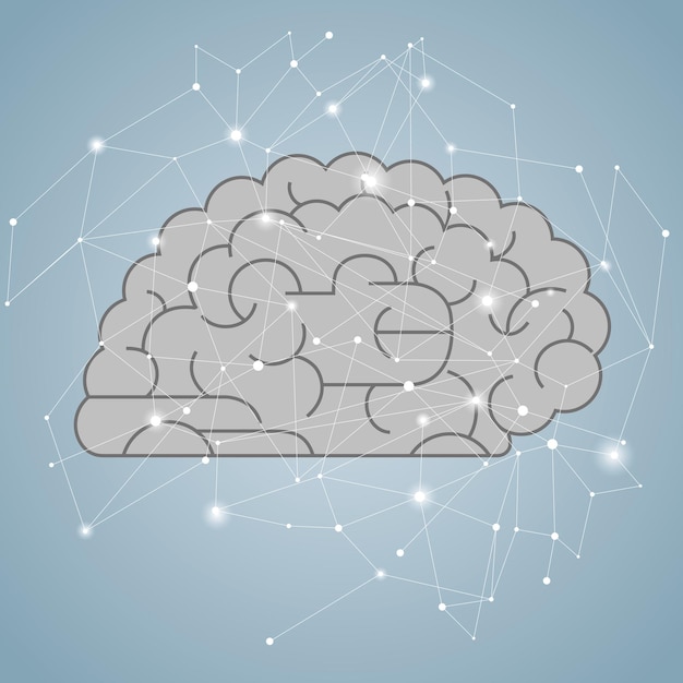 Big creative design concept, vector drawn brain graphics.