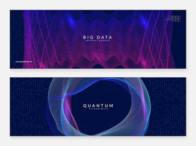 Big data abstract. Digital technology banner set.