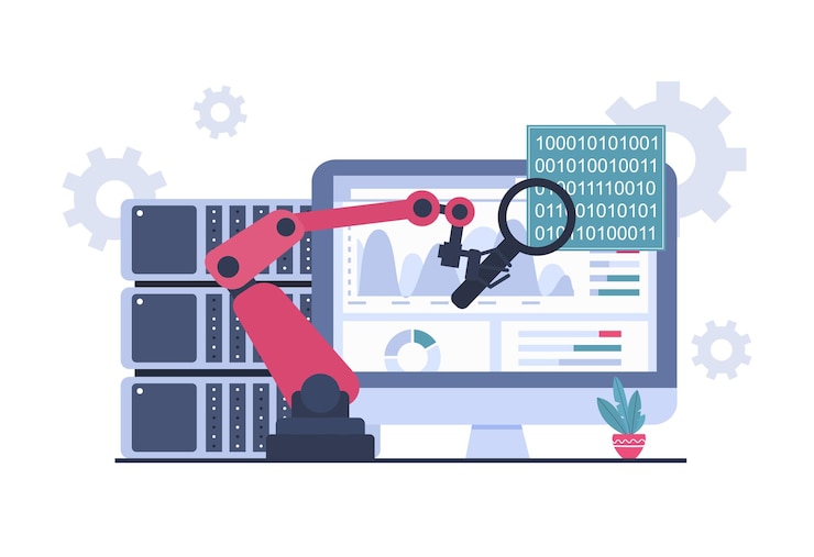 Vektor big data analysis automation concept vector illustration