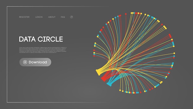 Big data circle blockchain technology background neural network digital background