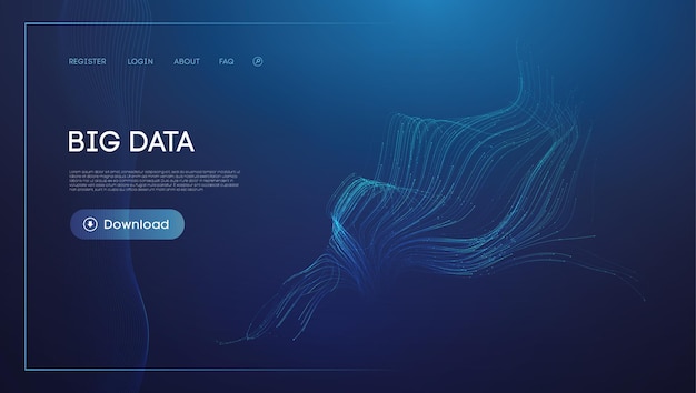 Big data download concept with blue swirling lines design